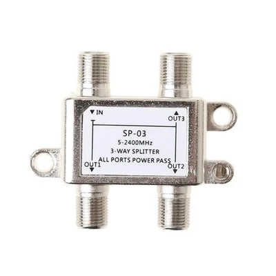 3 Way Splitter Antenna Satellitare TV 5-2400MHz Coassiale Cable HDTV Satellite - Immagine 1 di 4