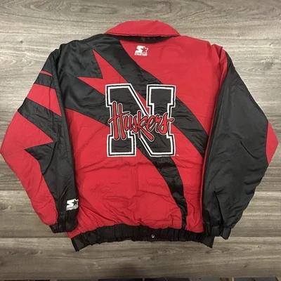 Chaqueta De Colección Nebraska Cornhuskers Para Hombres XL Roja Negra NCAA Fútbol Starter Años 90 Foto 1 de 4