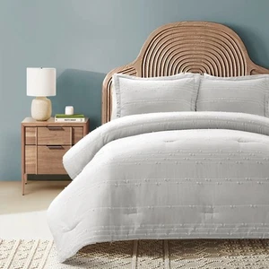 Lush Decor Clipped Stripe Jacquard Comforter 3 Piece Set - Picture 1 of 5
