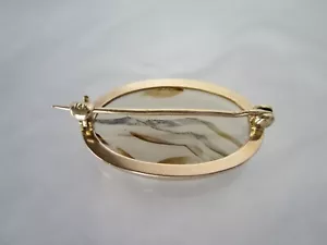 HERMOSO BROCHE ANTIGUO VICTORIANO ORO MACIZO 14K GENUINO NATURAL MONTANA ÁGATA - Imagen 1 de 17