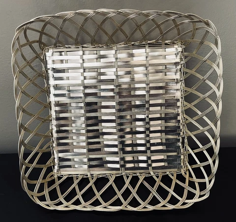 Gold Metal Basket Vintage Wire - 9.25” Square Cover