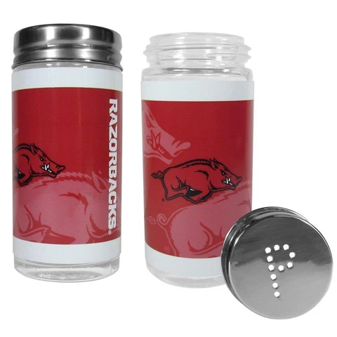 Arkansas Razorbacks Glass Salt and Pepper Shakers [NEW] Tailgate Kitchen Cook Cover