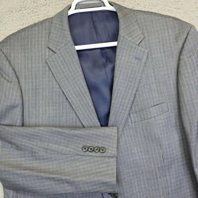 Lauren Ralph Lauren Sports Coat Mens Size 48 Long Blue Striped Tweed Silk Wool - Image 1 of 4