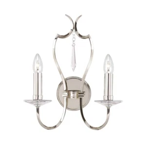 Lampada Luce da Parete Ottone Cristalli Nichel H 41 CM Corridoio - Foto 1 di 1