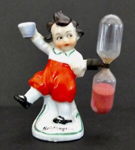 1950s Bridlington England Souvenir Dancing Boy German Ceramic Figurine Egg Timer