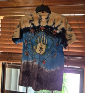 Liquid Blue All Seeing Eye Tie Die T Shirt Size M Blue Brown Gray - Picture 1 of 8