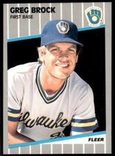 1989 Fleer  #181   Greg Brock   1st Base    Milwaukee Brewers   FREE shipping