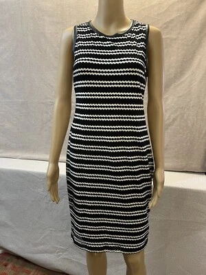 Eight Sixty Women's Black & White Striped Pleated A-Line Dress  Size Small. - Image 1 of 4