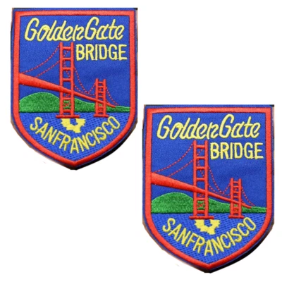 2 GOLDEN GATE BRIDGE PATCHES SAN FRANCISCO CALI embroidered iron-on 3" X 3.5" - Image 1 of 2