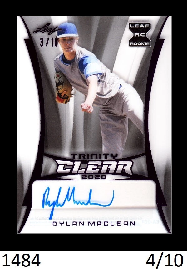 1-2020 LEAF TRINITY CLEAR PURPLE PARALLEL AUTO DYLAN MacLEAN RANGERS 4/10 - Image 1 of 1