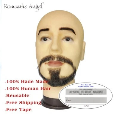 100% Human Hair Handmade Fake Mustache Circle Beard for Entertainment/Drama/Life - Image 1 of 4