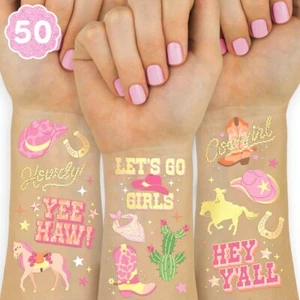 Xo, Fetti Cowgirl Temporary Tattoos 50 Gold Foil Styles Birthday Party Decor - Picture 1 of 6