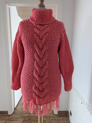 HANDMADE UNIKAT PULLOVER MIT ROLLKRAGEN SELBSTGESTRICKT GR. 40/42 NEU - Bild 1 von 4