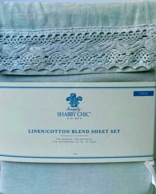 Juego de sábanas de lino Simply Shabby Chic Twin Phantom Blue (azul pálido) Rachel Ashwell Foto 1 de 4