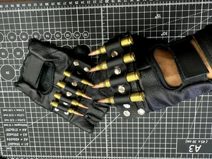Bullet fingerlose Biker Handschuhe Reiten Fahren Motorrad Musiker Punk Goth Meta - Bild 1 von 7