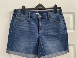 Old Navy Women's Denim Medium Wash Cuffed Blue Jean Shorts - Size 10 - Picture 1 of 2