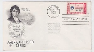 TurtlesTradingPost - Francis Scott Key Credo 1960 #1142 FDC - Artcraft - Picture 1 of 1
