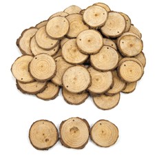 50 Pack Wooden Wood Slices Round Wedding Table Centepiece with Bark 5-7cm