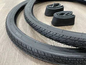 24x1.75 Black Bicycle Classic Thread 2 Tires & Tubes 24" Schwinn Bike Balloon - Picture 1 of 4