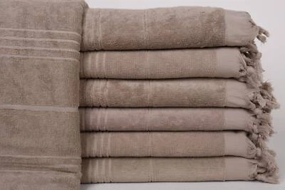 Toalla turca, toalla marrón lechoso, 36x71 pulgadas, rayas, toalla de felpa Foto 1 de 4