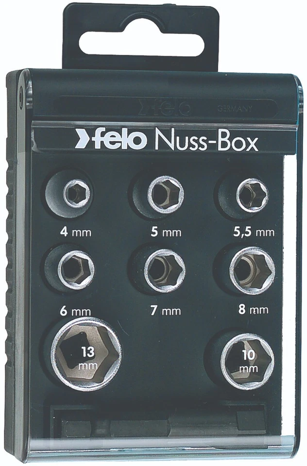 Felo 9pc 1/4" Drive Metric Socket Set 4-13mm with Hex to Socket Adapter - Image 1 of 1