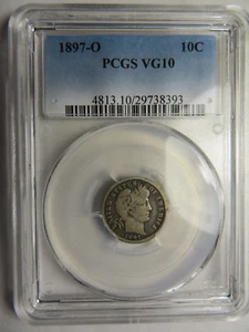 1897-O Barber Dime, PCGS VG10 - Picture 1 of 4
