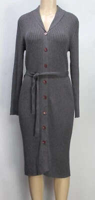 Style & Co Women's Belted Sweater Dress Long Sleeve Gray Cotton Petite Size PS - Image 1 of 4