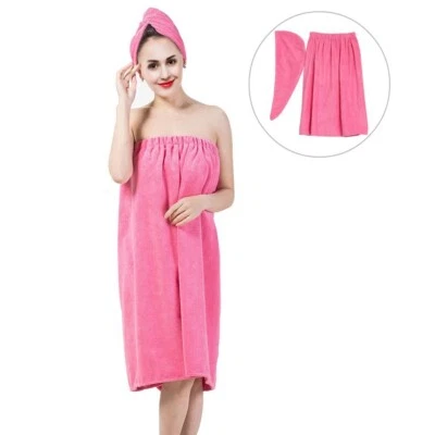Women Soft Spa Bath Body Wrap Set Towel Bathrobe With Fast Dry Hair Drying C  - Image 1 of 4