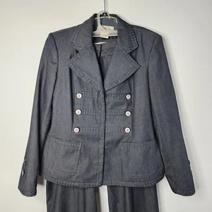 Harve Benard Women's Sz 16 2-Piece Blazer Jacket & Pant Suit Black Career Gray - Picture 1 of 19