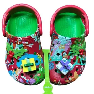 NWT Disney Mickey Mouse & Friends Crocs Christmas Holiday Clogs Kids Size c7 - Picture 1 of 7