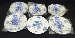 Juego de 6 platos de pan Royal Worcester Inglaterra aerosoles azules 6 1/8" nuevo de lote antiguo - Imagen 1 de 5