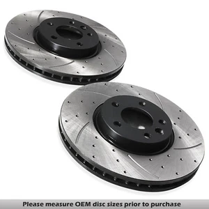 FRONT DRILLED GROOVED 340MM BRAKE DISCS FOR VOLKSWAGEN VW TRANSPORTER T6 2.0 ... - Picture 1 of 9
