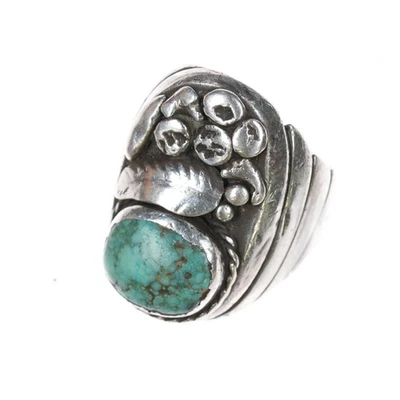 Anillo Navajo Vintage Turquesa Verde Esterlina Talla 11.25 Foto 1 de 4