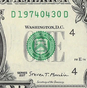 APR 30 1974 Birthday Fancy Serial Number Date Note One Dollar Bill 04 30 1974 - Picture 1 of 11