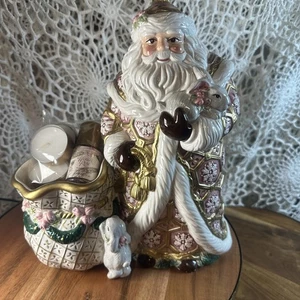 Fitz & Floyd Winter Rose Santa Simmering Oil Tealight Christmas Shabby Chic Pink - Picture 1 of 15