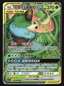 Pokemon Venusaur & Snivy GX 001/061 CSM2.5C Chino RR Tag Team Holo - Imagen 1 de 2