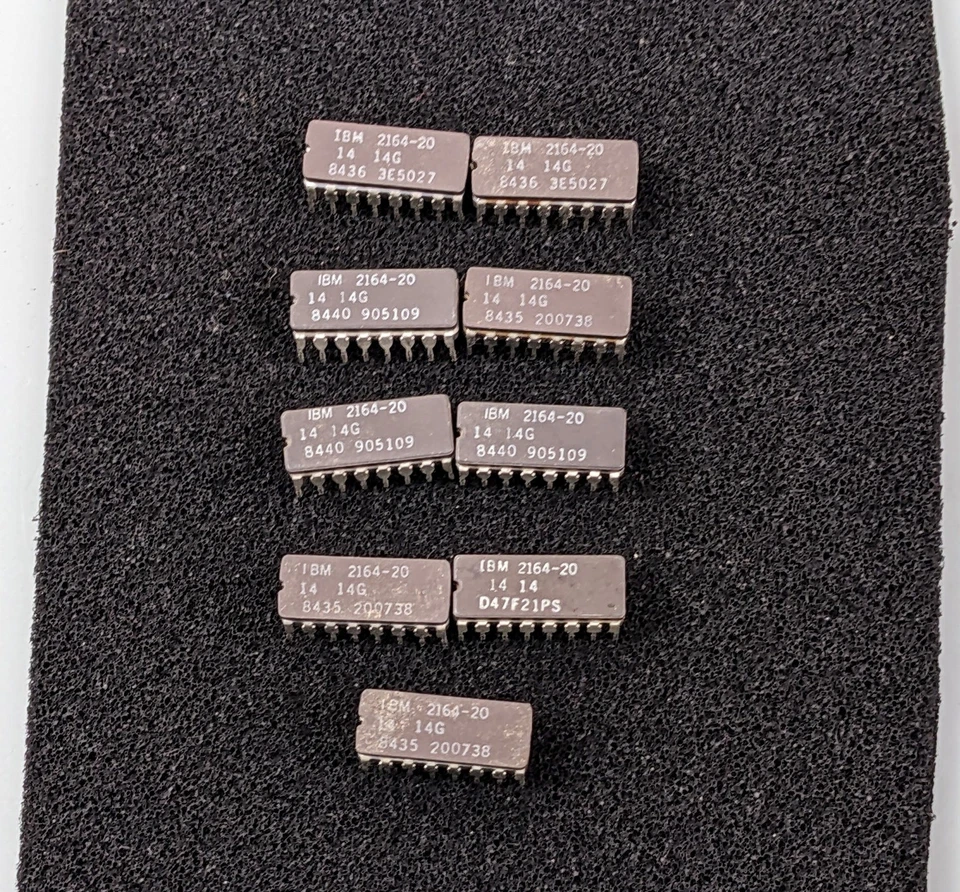 (9) IBM PC XT 64KBit RAM memory chips (~4164) IBM 2164-20 ~ 64K Memory Upgrade - Image 1 of 1