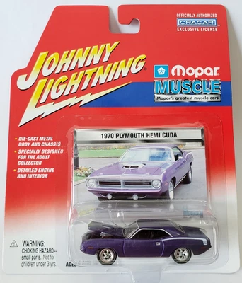 Johnny Lightning 1970 年普利茅斯 Hemi Cuda Mopar Muscle 压铸 1: 64 紫色 — 第 1/4 张图片