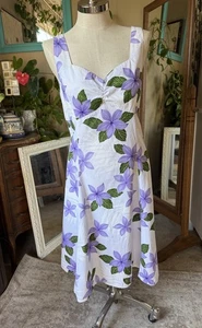 Pacific Legend Plumeria Purple Cotton Hawaiian Midi Sundress Woman Size XXL - Picture 1 of 8