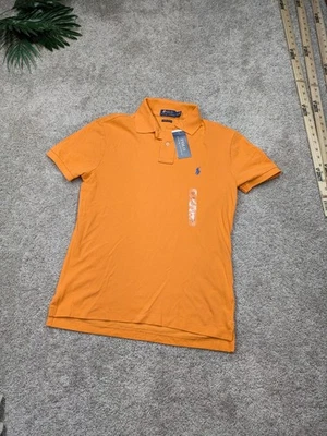 $70 Polo Ralph Lauren рубашка мужская S маленький оранжевый Slim Fit вязаный 100% хлопок новый с Ярлыками - Изображение 1 из 4