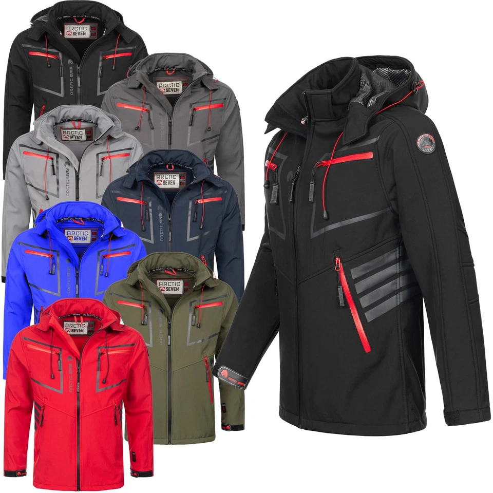 Herren Designer Softshell Funktions Outdoor Regen Jacke Sport Kapuze BW088 - Bild 1 von 1