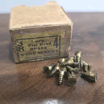 TORNILLOS MADERA CABEZA PLANA LATÓN DE COLECCIÓN. 4 x 3/8" 12pk. NOS Foto 1 de 2