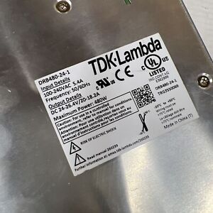 TDK-Lambda DRB480-24-1 AC/DC DIN Rail Power Supply (PSU), 1 Output, 480 W, 2