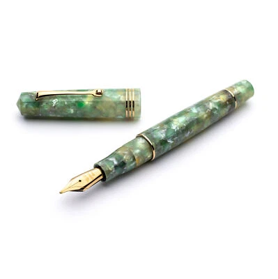 :	Leonardo Momento Zero Fountain Pen in Giada Jade with Gold Trim, Broad Point - Image 1 of 2