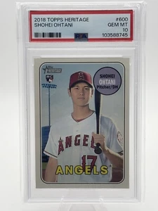 SHOHEI OHTANI 2018 TOPPS HERITAGE ROOKIE RC #600 PSA 10 GEM MINT! #DODGERS MVP! - Picture 1 of 3