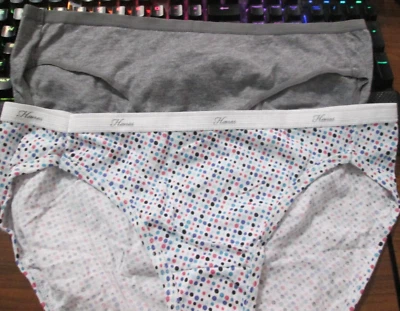 New Hanes & Auden Bikinis💕 Size 6 White Print + Gray Heather 100% Cotton - Image 1 of 4