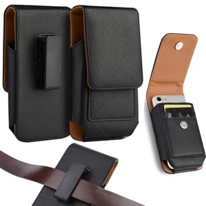 Black Vertical Outdoor Travel Belt Clip Phone Holder Pouch For iPhone 16 Pro /16 - Picture 1 of 10