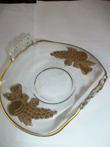 GOLD INLAY GLASS TRAY/BOWL - 1930'S - Picture 1 of 2