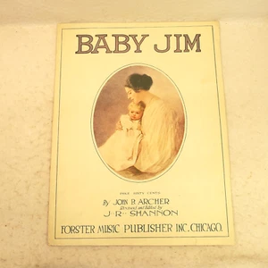 "Baby Jim" 1911 John B. Archer/J.R. Shannon litografia spartiti vintage - Foto 1 di 16