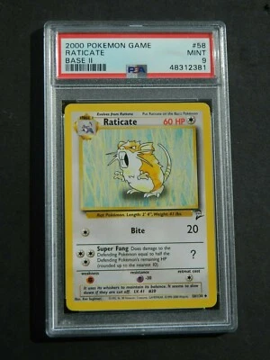 Pokemon PSA 9 RATICATE 58/130 - BASE SET 2 - UNCOMMON NON HOLO - MINT  - Image 1 of 2
